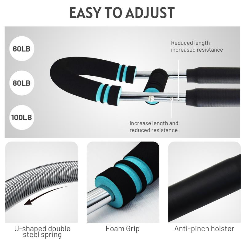 2025 Pro Twister Arm Muscle Trainer: Adjustable 60-100Lb Power Twister Bar for Comprehensive Chest, Shoulder, and Arm Workouts - Portable Fitness Machine for Home and Gym Use